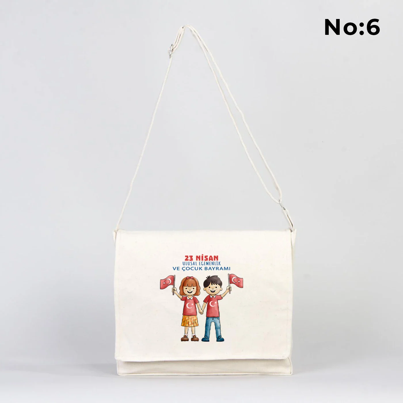 34x27x8 cm Kanvas Postacı Çantası - 23 Nisan Hediyesi - görsel 6