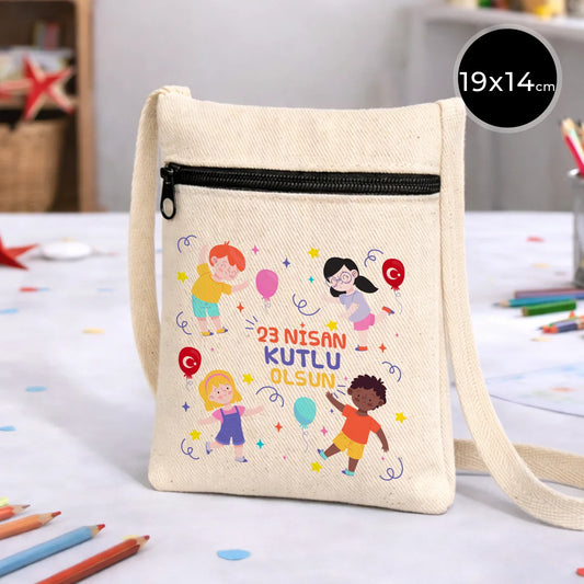 19x14 cm Gabardin Çocuk Çantası - 23 Nisan Hediyesi