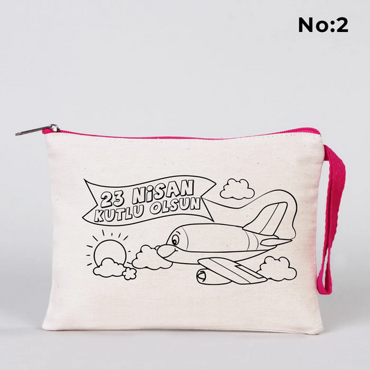 Boyanabilir 21x15 cm Fuşya Fermuarlı - 23 Nisan Hediyesi - detay görünüm