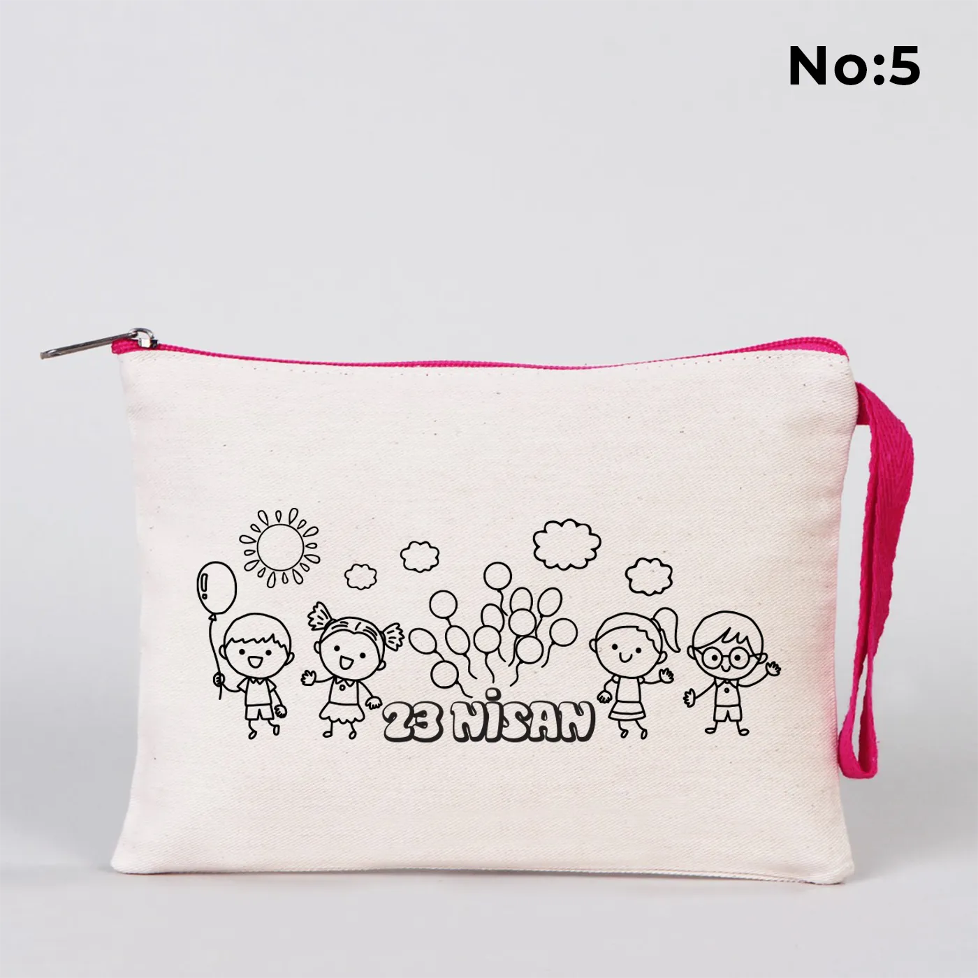 Boyanabilir 21x15 cm Fuşya Fermuarlı - 23 Nisan Hediyesi - farklı açı