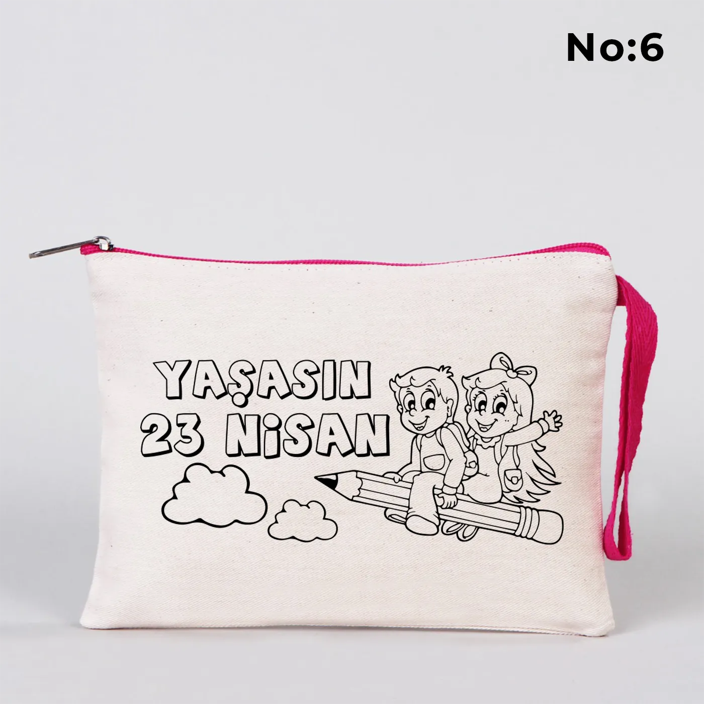 Boyanabilir 21x15 cm Fuşya Fermuarlı - 23 Nisan Hediyesi - görsel 6