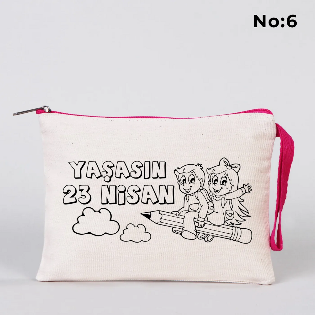Boyanabilir 21x15 cm Fuşya Fermuarlı - 23 Nisan Hediyesi - görsel 6