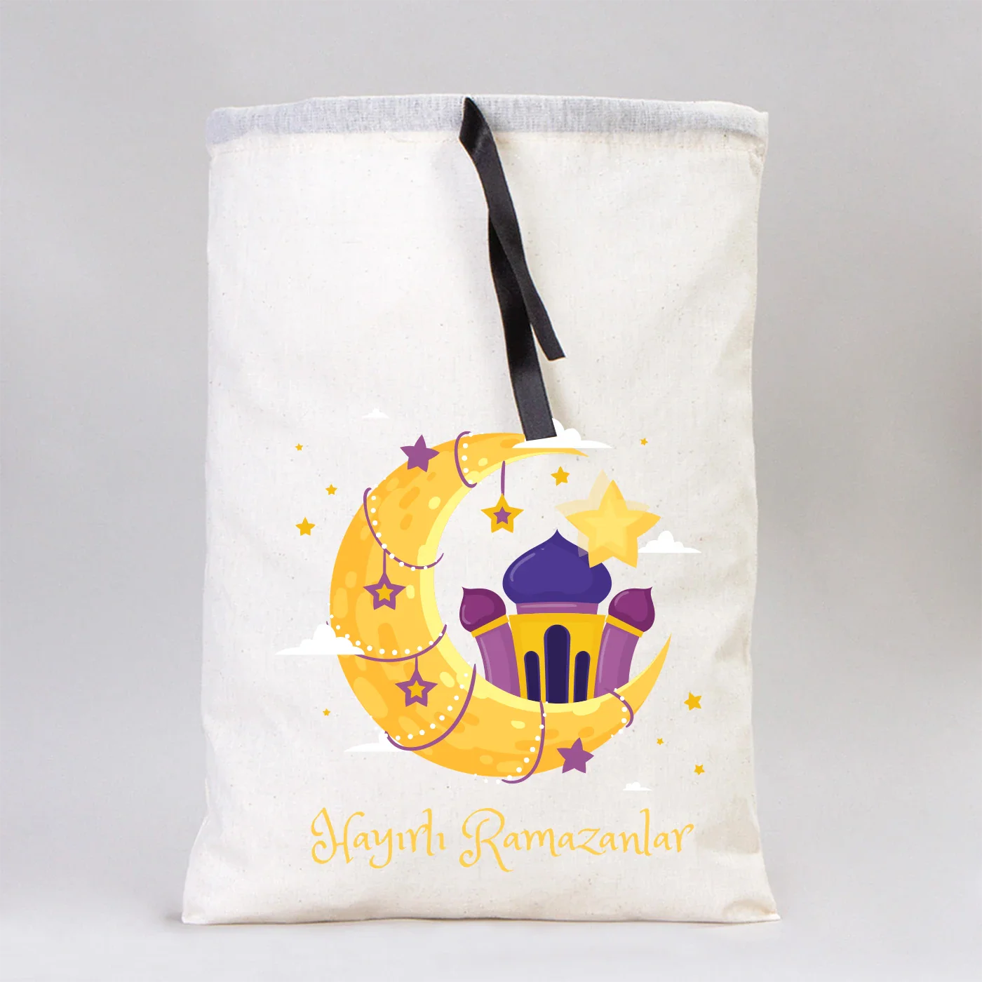 30x40 Siyah Kurdeleli Bez Kese – Bayram Kesesi