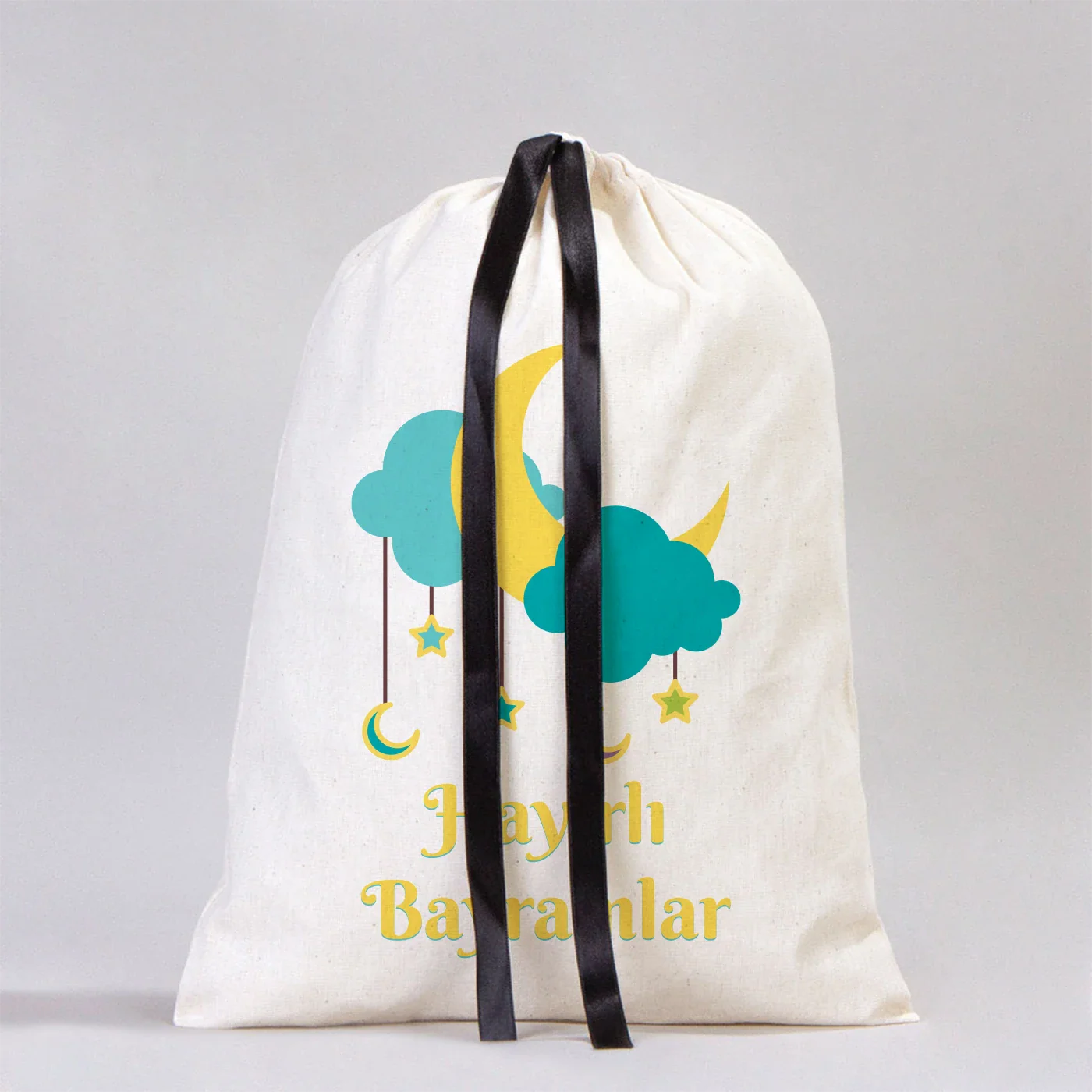 30x40 Siyah Kurdeleli Bez Kese – Bayram Kesesi