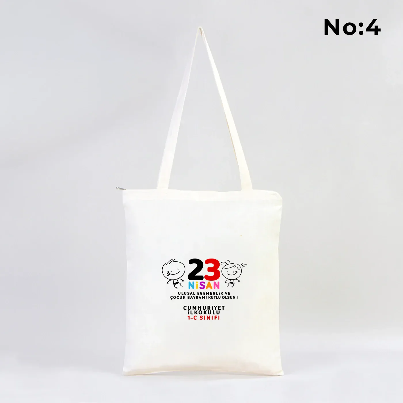 35x40 cm Ham Bez Fermuarlı Çanta - 23 Nisan Hediyesi (Okul-Sınıf Baskılı) - farklı açı