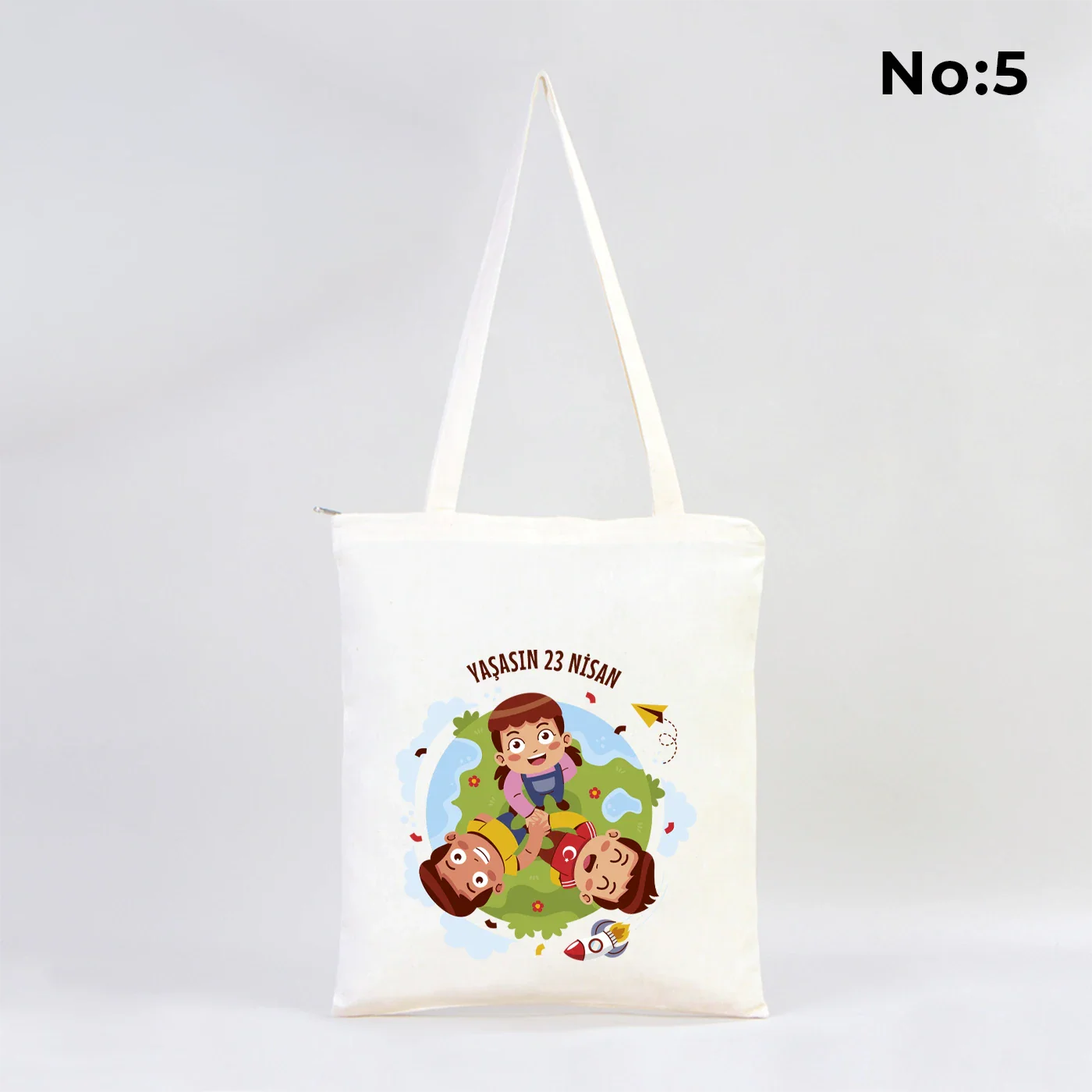 35x40 cm Ham Bez Fermuarlı Çanta - 23 Nisan Hediyesi (Okul-Sınıf Baskılı) - kullanım örneği