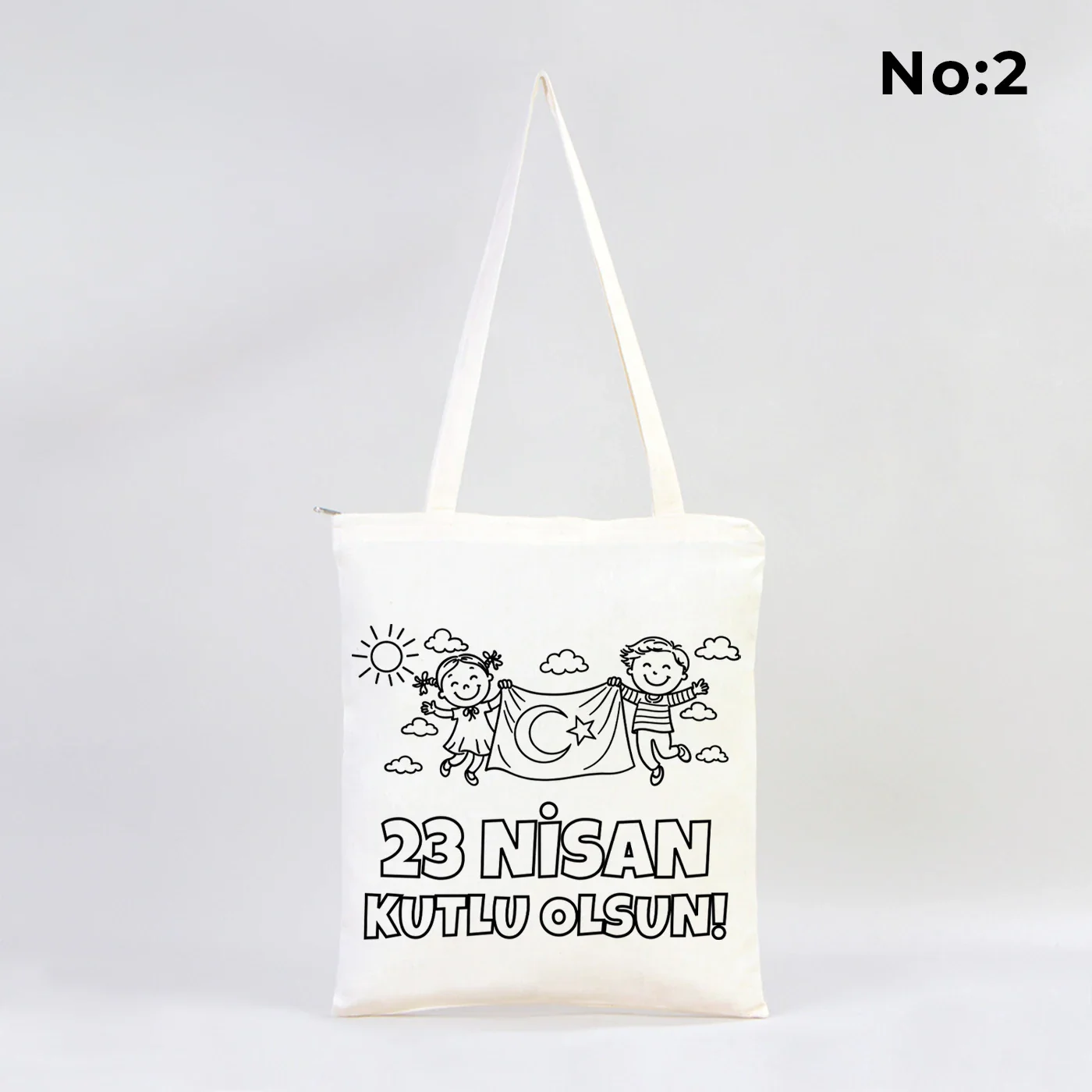 Boyanabilir 35x40 cm Ham Bez Fermuarlı Çanta - 23 Nisan Hediyesi - detay görünüm