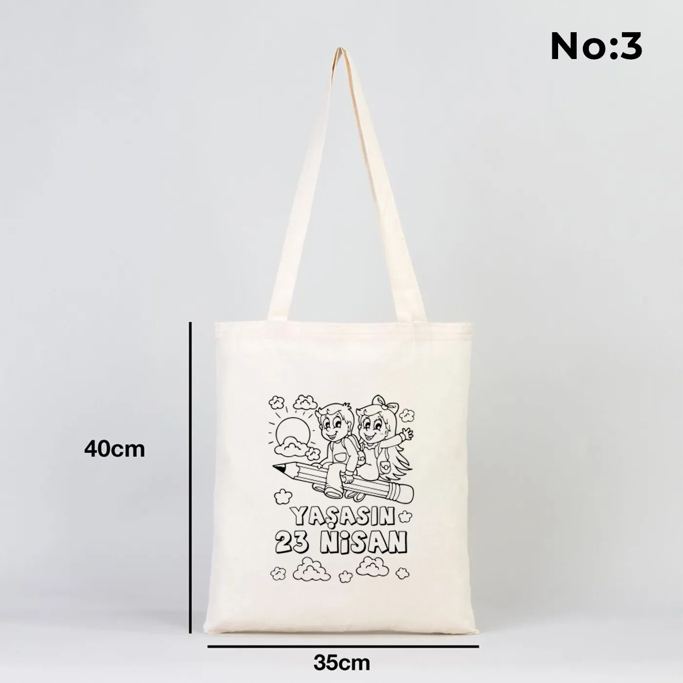 Boyanabilir 35x40 cm Ham Bez Çanta - 23 Nisan Hediyesi - yakın çekim