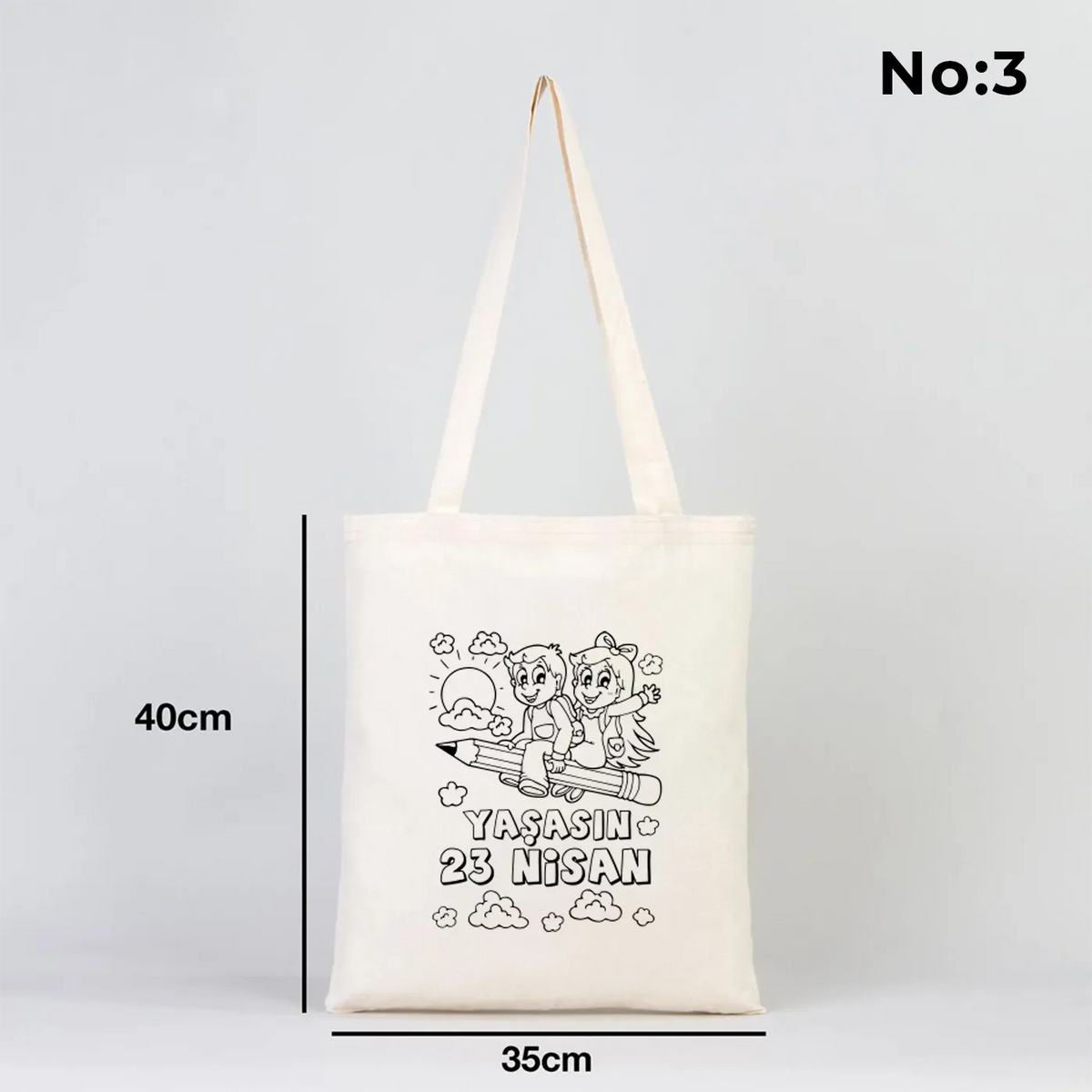 Boyanabilir 35x40 cm Ham Bez Çanta - 23 Nisan Hediyesi - yakın çekim