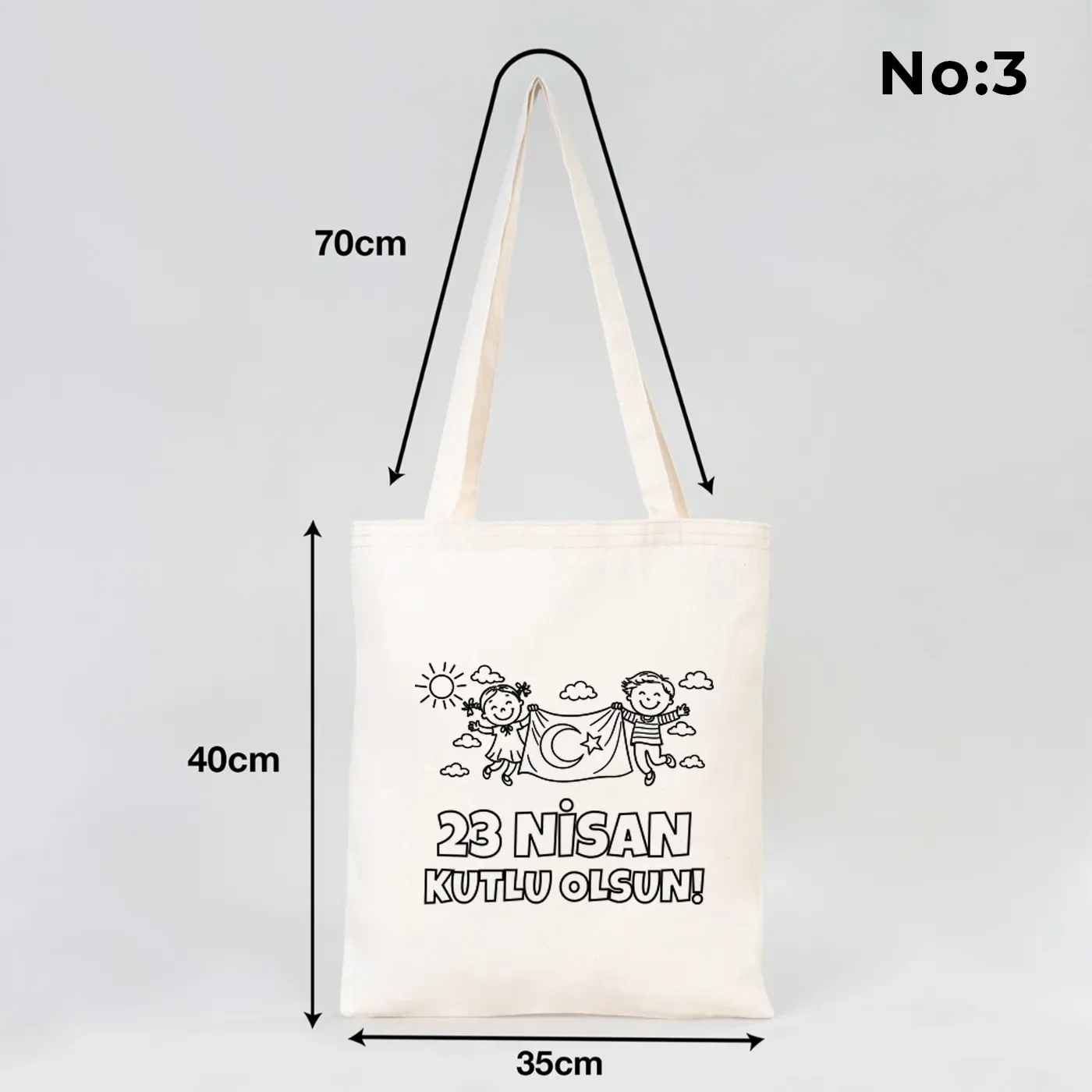Boyanabilir 35x40 cm Gabardin Bez Çanta - 23 Nisan Hediyesi - yakın çekim