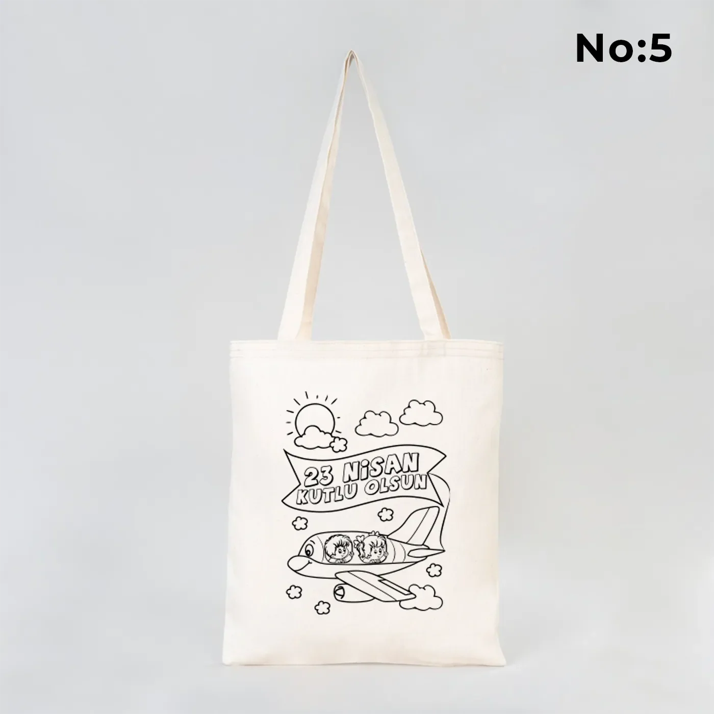 Boyanabilir 35x40 cm Gabardin Bez Çanta - 23 Nisan Hediyesi - farklı açı