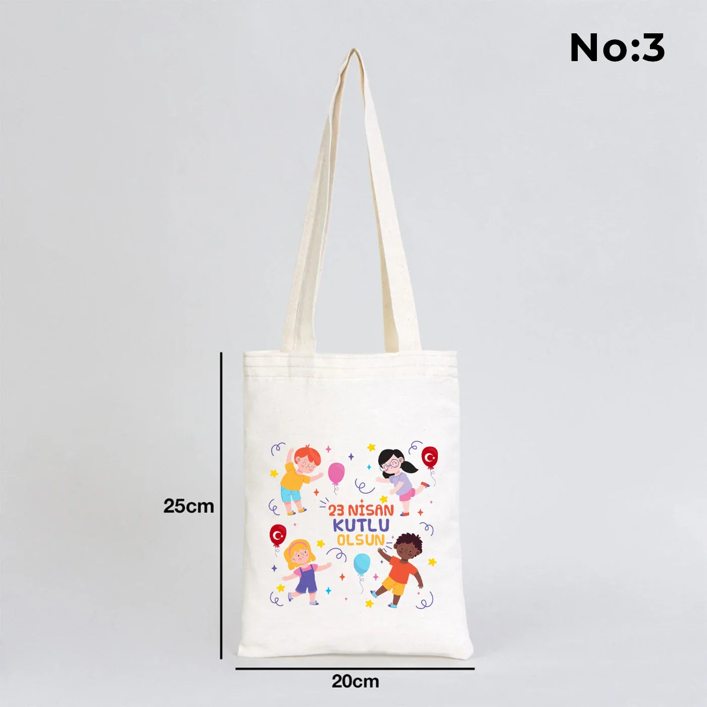 20x25 cm Ham Bez Kitap Çantası - 23 Nisan Hediyesi (Okul-Sınıf Baskılı) - yakın çekim