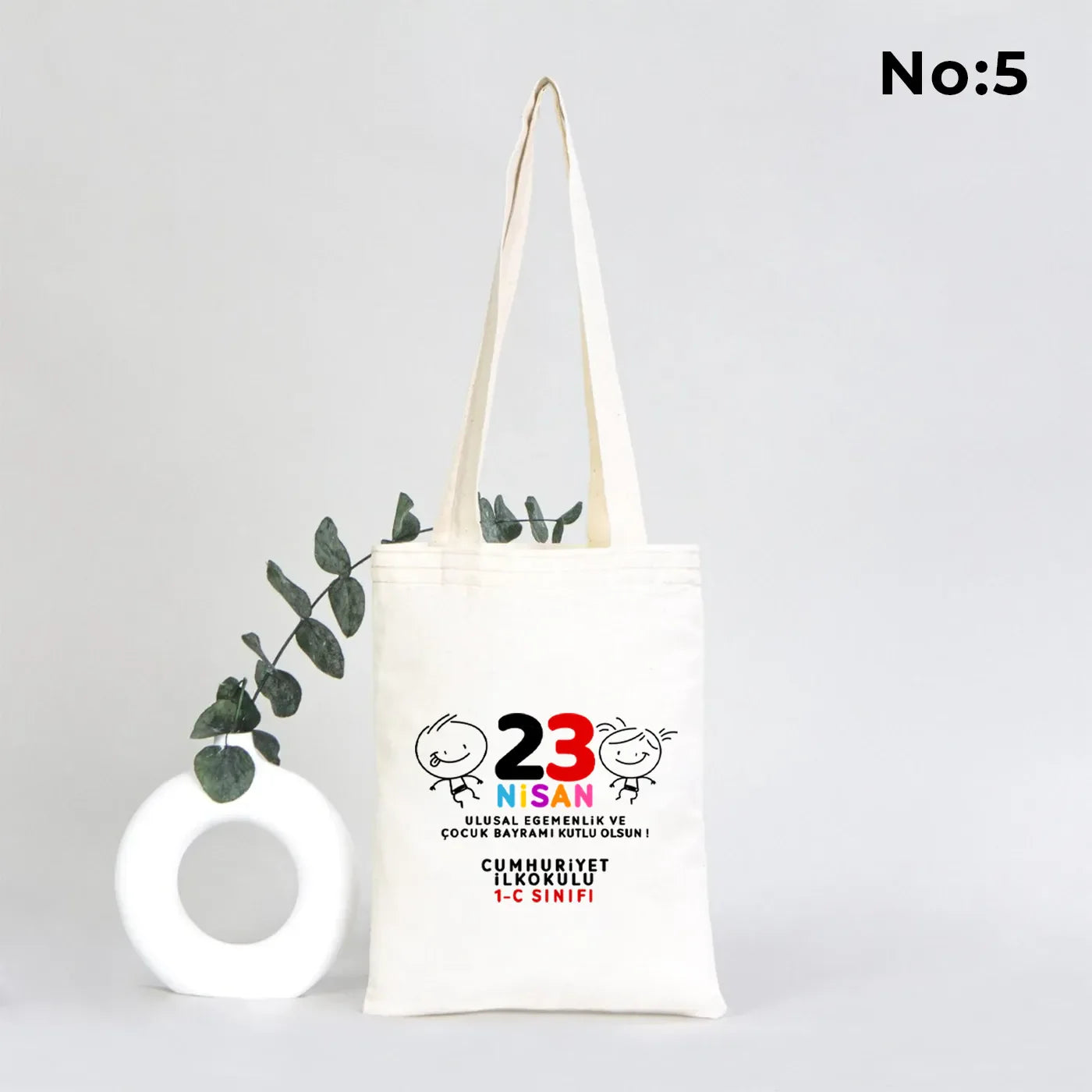 20x25 cm Ham Bez Kitap Çantası - 23 Nisan Hediyesi (Okul-Sınıf Baskılı) - farklı açı