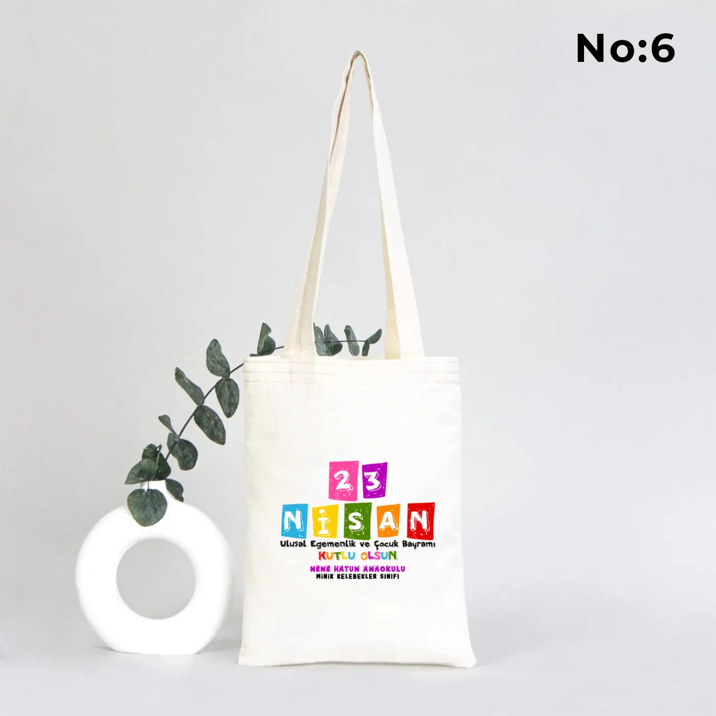 20x25 cm Ham Bez Kitap Çantası - 23 Nisan Hediyesi (Okul-Sınıf Baskılı) - görsel 6