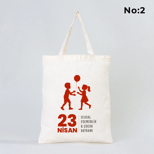 30x35 cm Ham Bez Çanta Kısa Kulp - 23 Nisan Hediyesi - detay görünüm