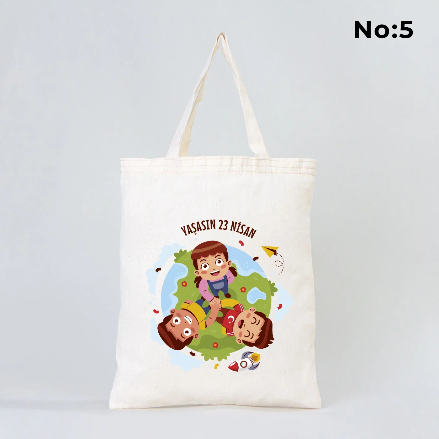 30x35 cm Ham Bez Çanta Kısa Kulp - 23 Nisan Hediyesi (Okul-Sınıf Baskılı) - farklı açı