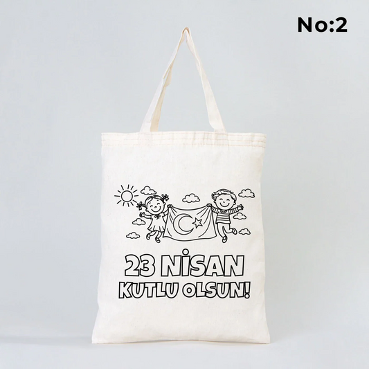 Boyanabilir 30x35 cm Ham Bez Çanta Kısa Kulp - 23 Nisan Hediyesi - detay görünüm
