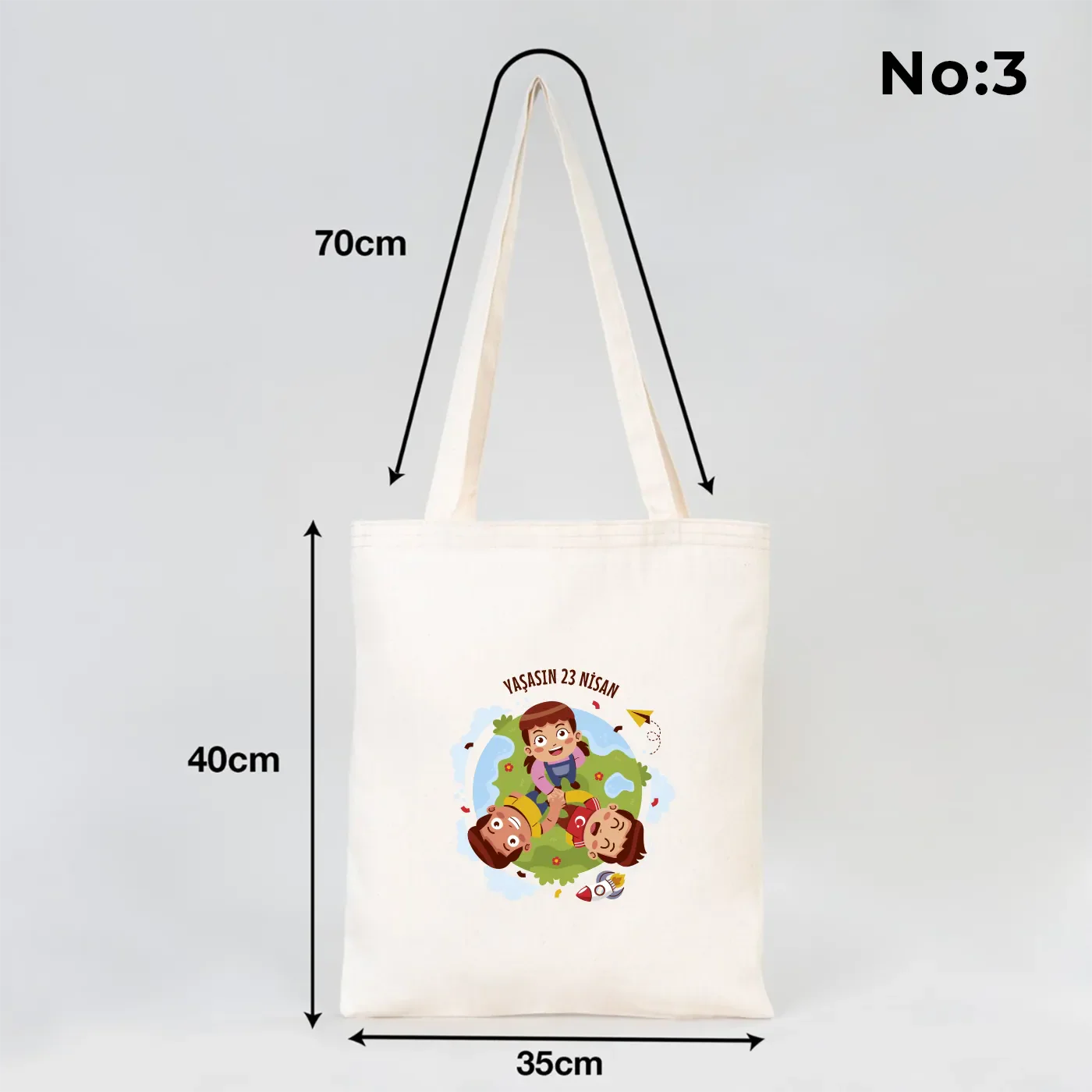 35x40 cm Gabardin Bez Çanta - 23 Nisan Hediyesi (Okul-Sınıf Baskılı) - yakın çekim