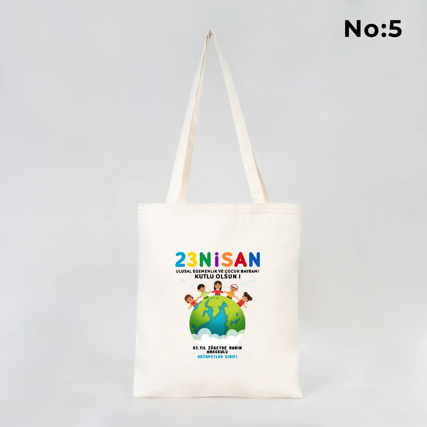 35x40 cm Gabardin Bez Çanta - 23 Nisan Hediyesi (Okul-Sınıf Baskılı) - farklı açı