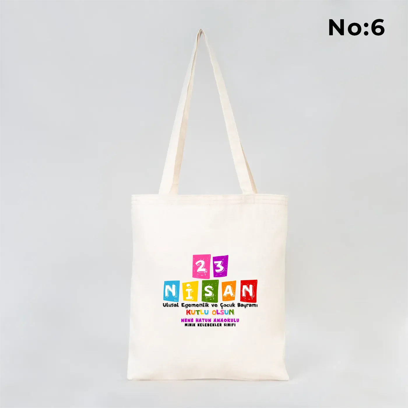 35x40 cm Gabardin Bez Çanta - 23 Nisan Hediyesi (Okul-Sınıf Baskılı) - görsel 6