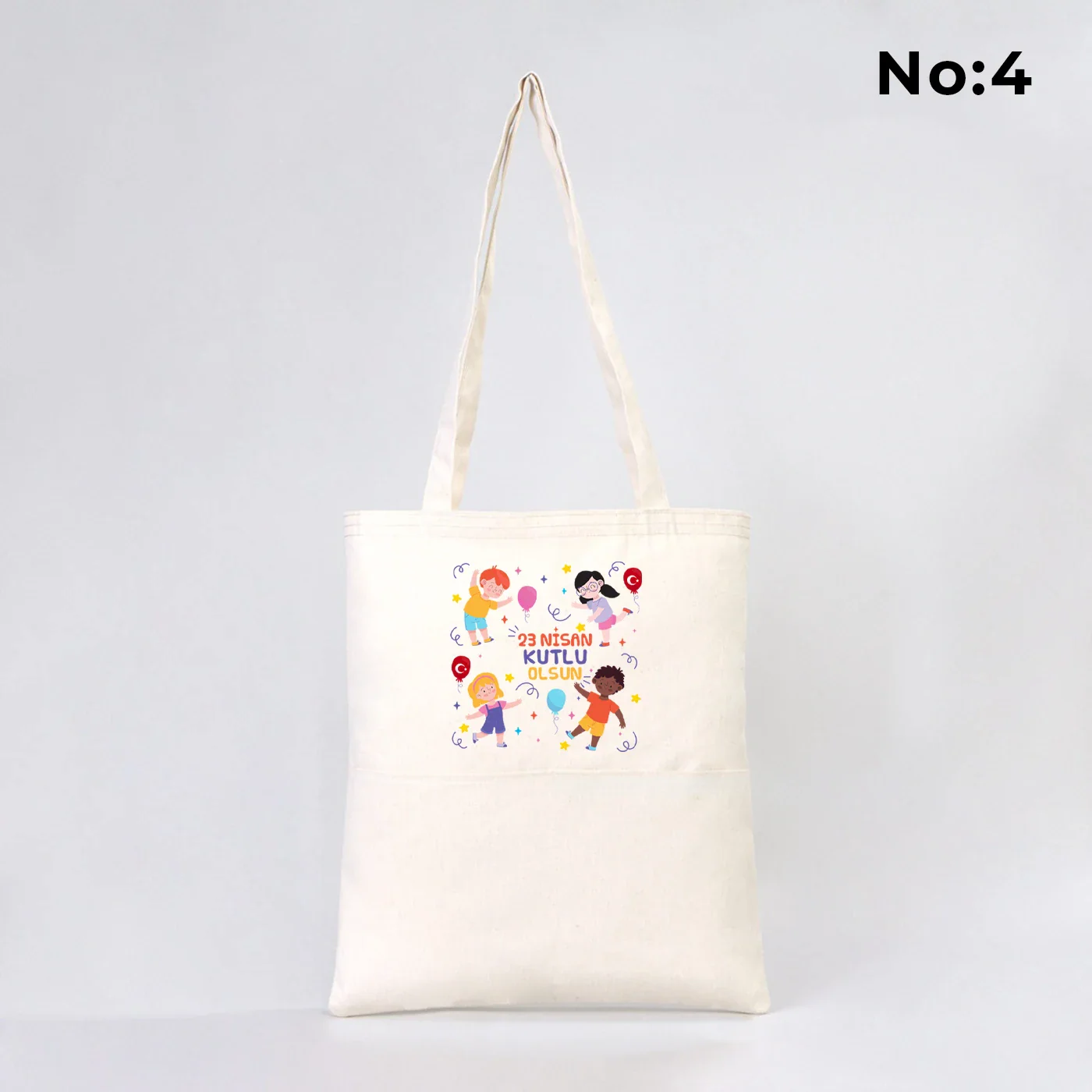 35x40 cm Gabardin Çift Cepli Bez Çanta - 23 Nisan Hediyesi (Okul-Sınıf Baskılı) - farklı açı