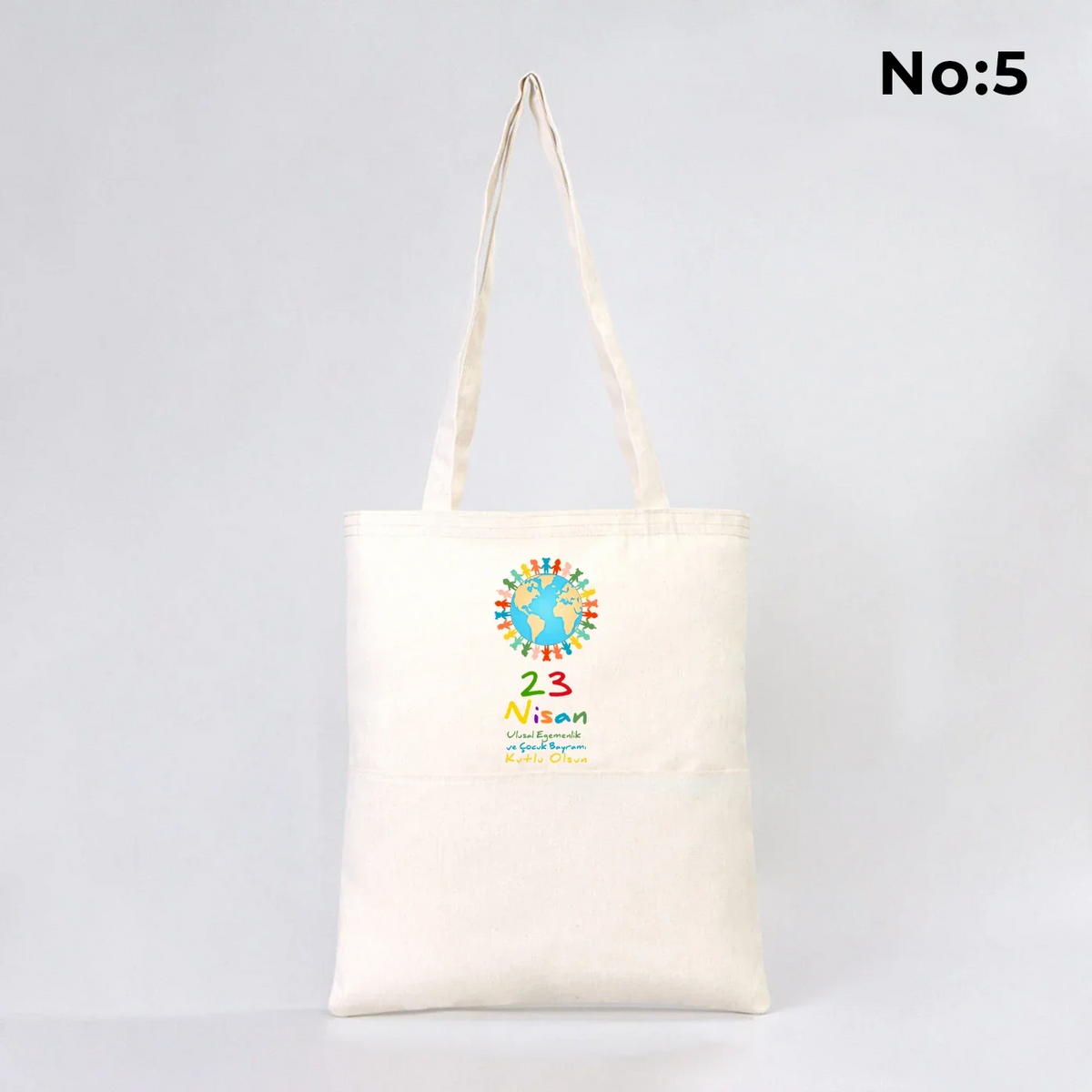 35x40 cm Gabardin Çift Cepli Bez Çanta - 23 Nisan Hediyesi - farklı açı