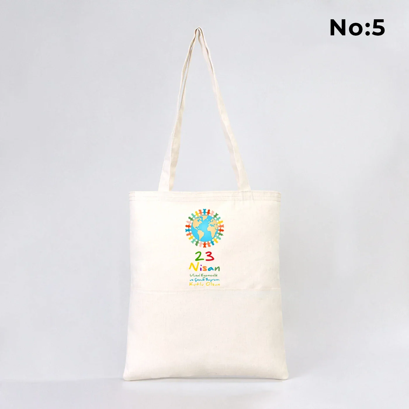 35x40 cm Gabardin Çift Cepli Bez Çanta - 23 Nisan Hediyesi (Okul-Sınıf Baskılı) - görsel 6