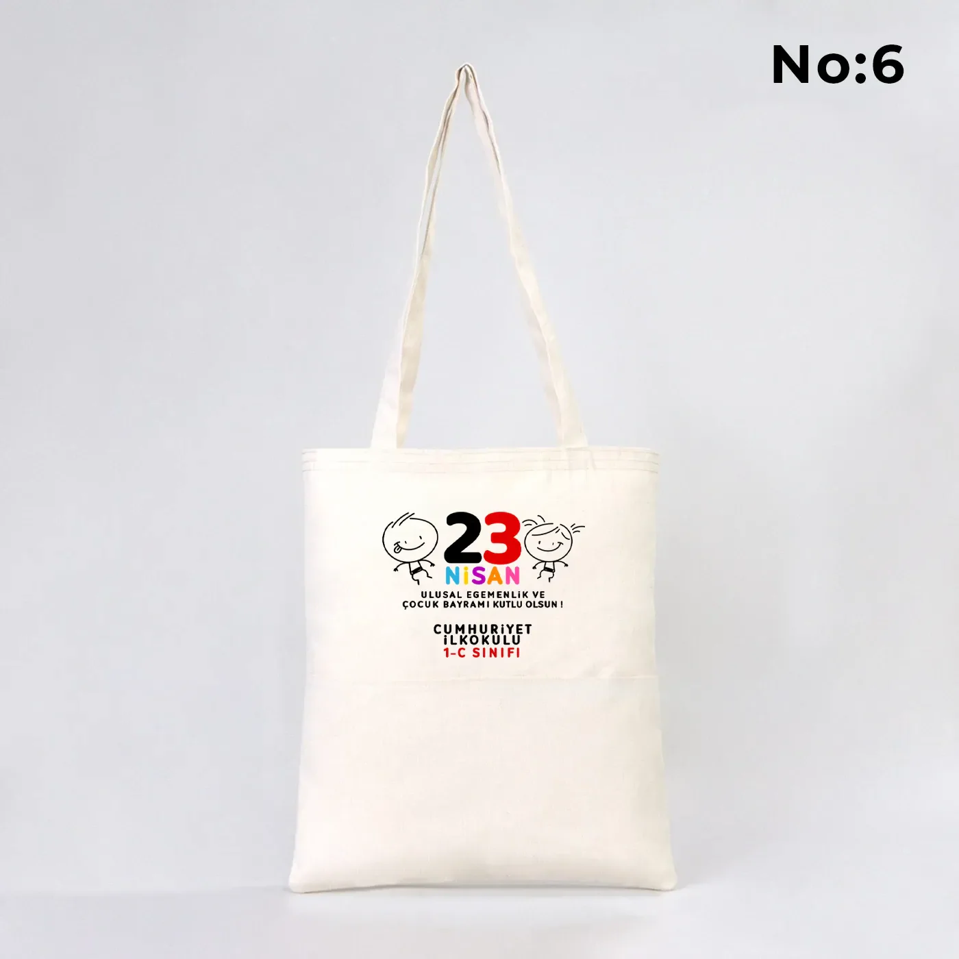 35x40 cm Gabardin Çift Cepli Bez Çanta - 23 Nisan Hediyesi (Okul-Sınıf Baskılı) - görsel 7