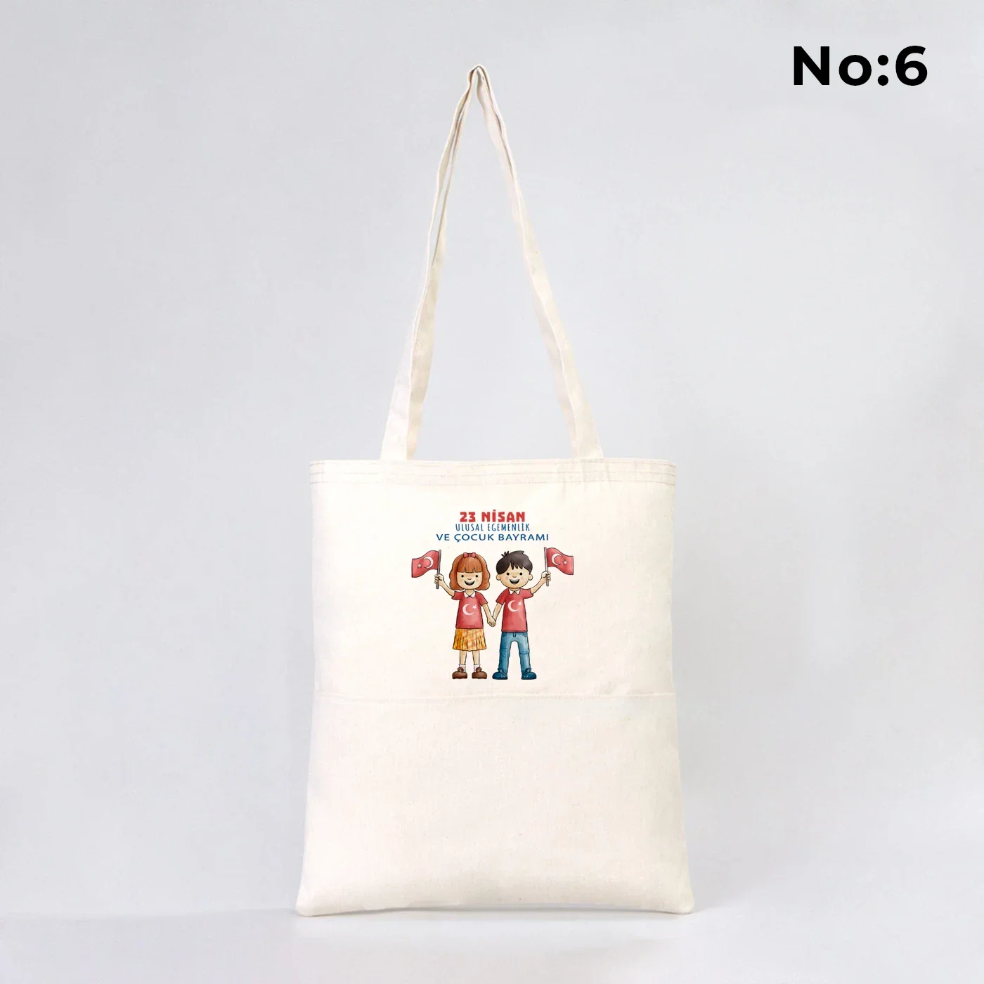 35x40 cm Gabardin Çift Cepli Bez Çanta - 23 Nisan Hediyesi - görsel 6