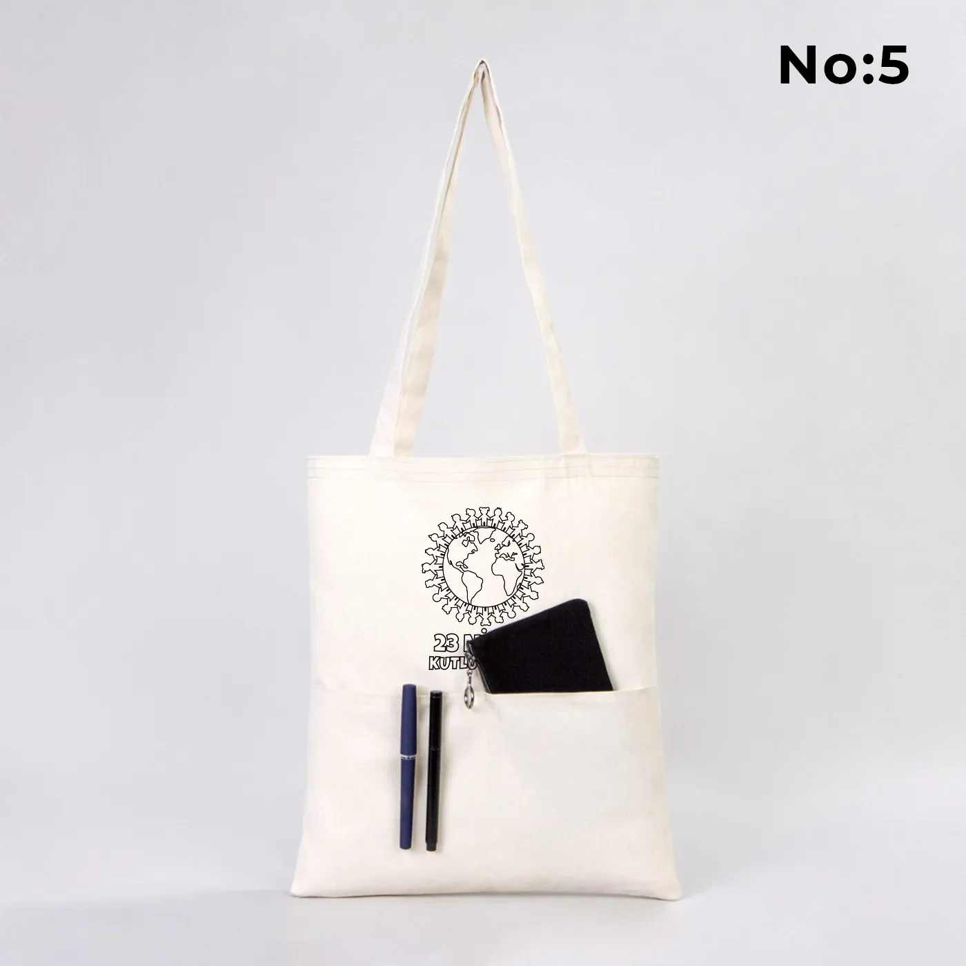 Boyanabilir 35x40 cm Gabardin Çift Cep Bölmeli Bez Çanta - 23 Nisan Hediyesi - farklı açı