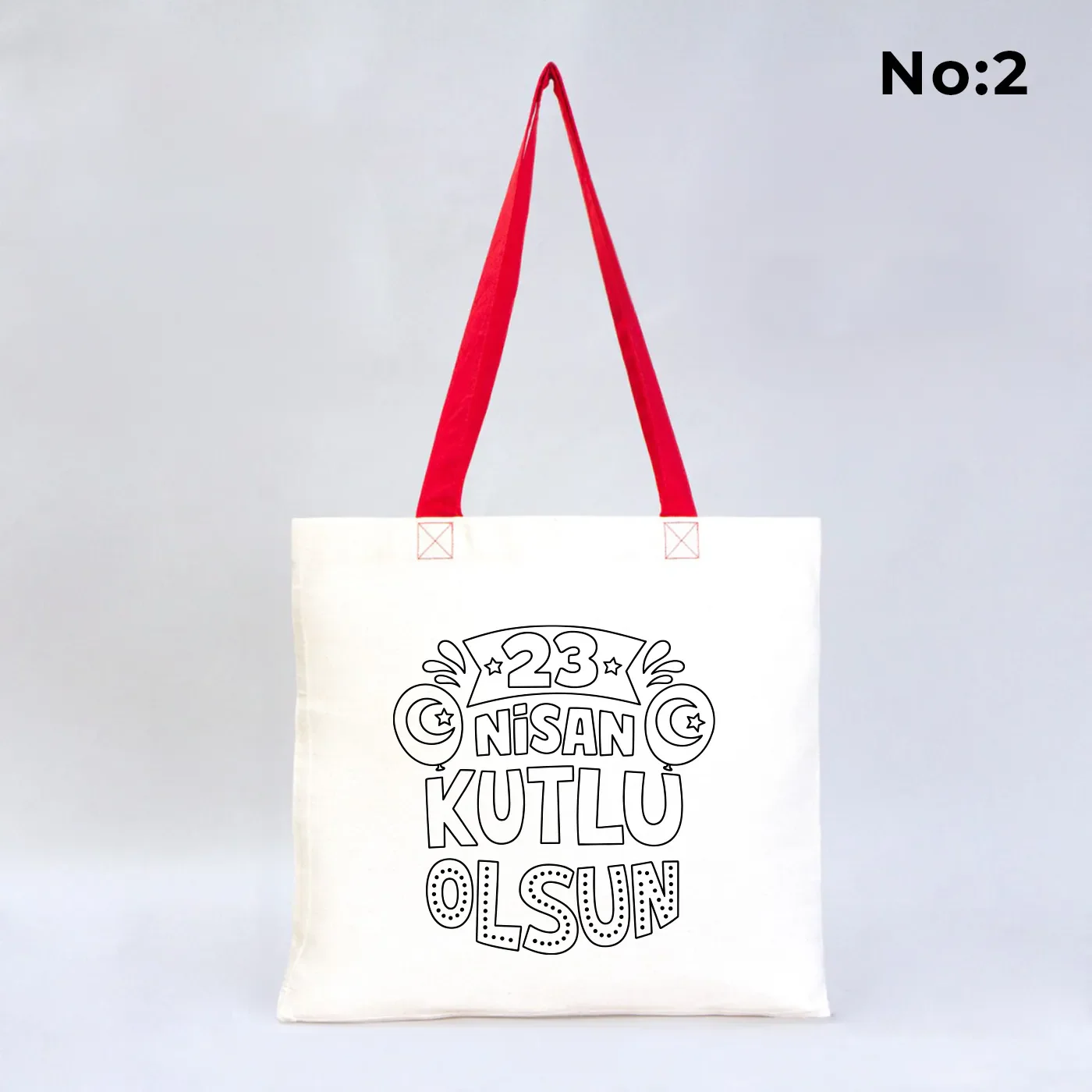 Boyanabilir 40x35 cm Gabardin Kırmızı Kulp Çanta - 23 Nisan Hediyesi - detay görünüm