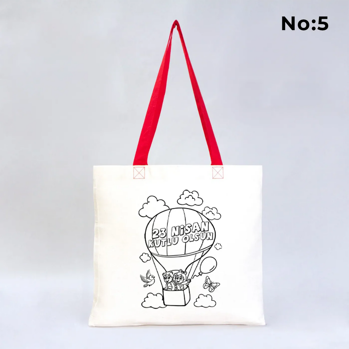 Boyanabilir 40x35 cm Gabardin Kırmızı Kulp Çanta - 23 Nisan Hediyesi - farklı açı