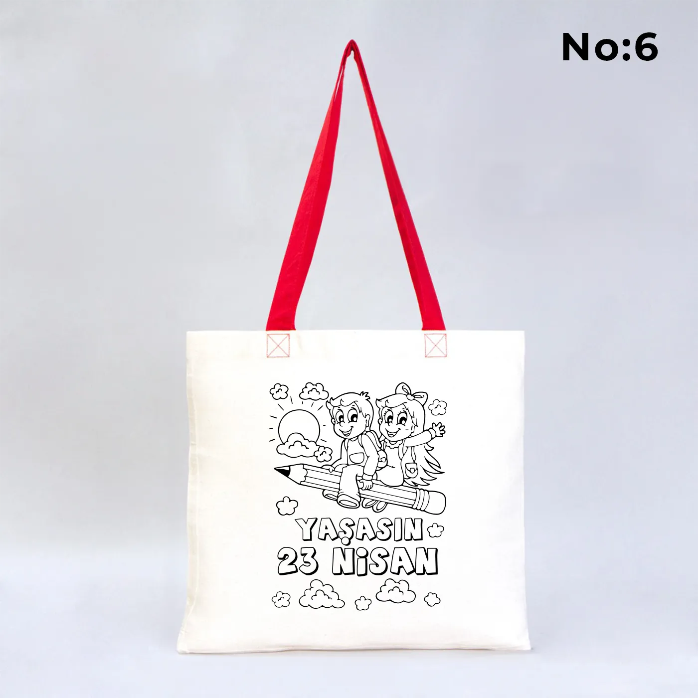 Boyanabilir 40x35 cm Gabardin Kırmızı Kulp Çanta - 23 Nisan Hediyesi - görsel 6