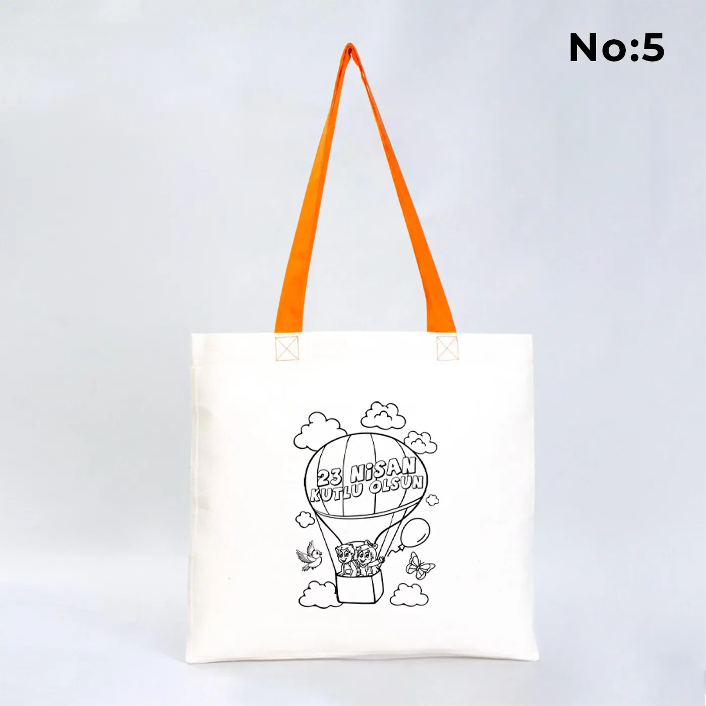 Boyanabilir 40x35 cm Gabardin Turuncu Kulp Çanta - 23 Nisan Hediyesi - farklı açı