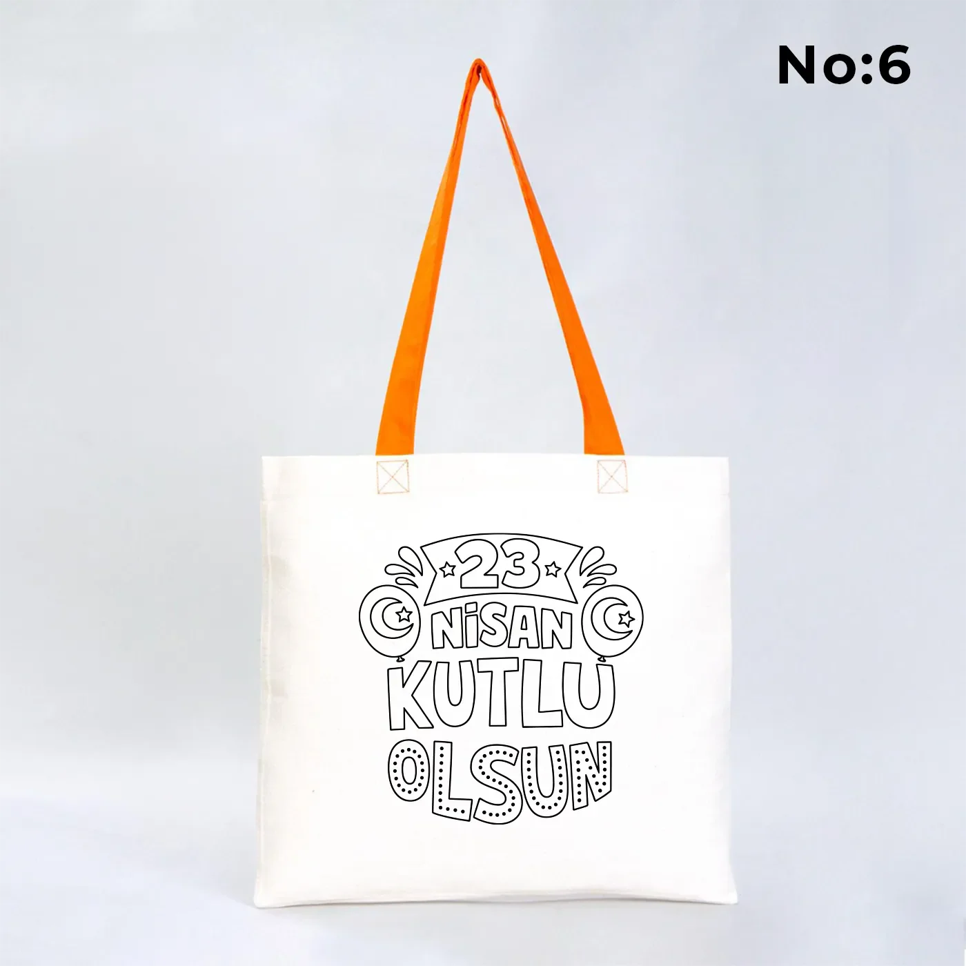Boyanabilir 40x35 cm Gabardin Turuncu Kulp Çanta - 23 Nisan Hediyesi - görsel 6