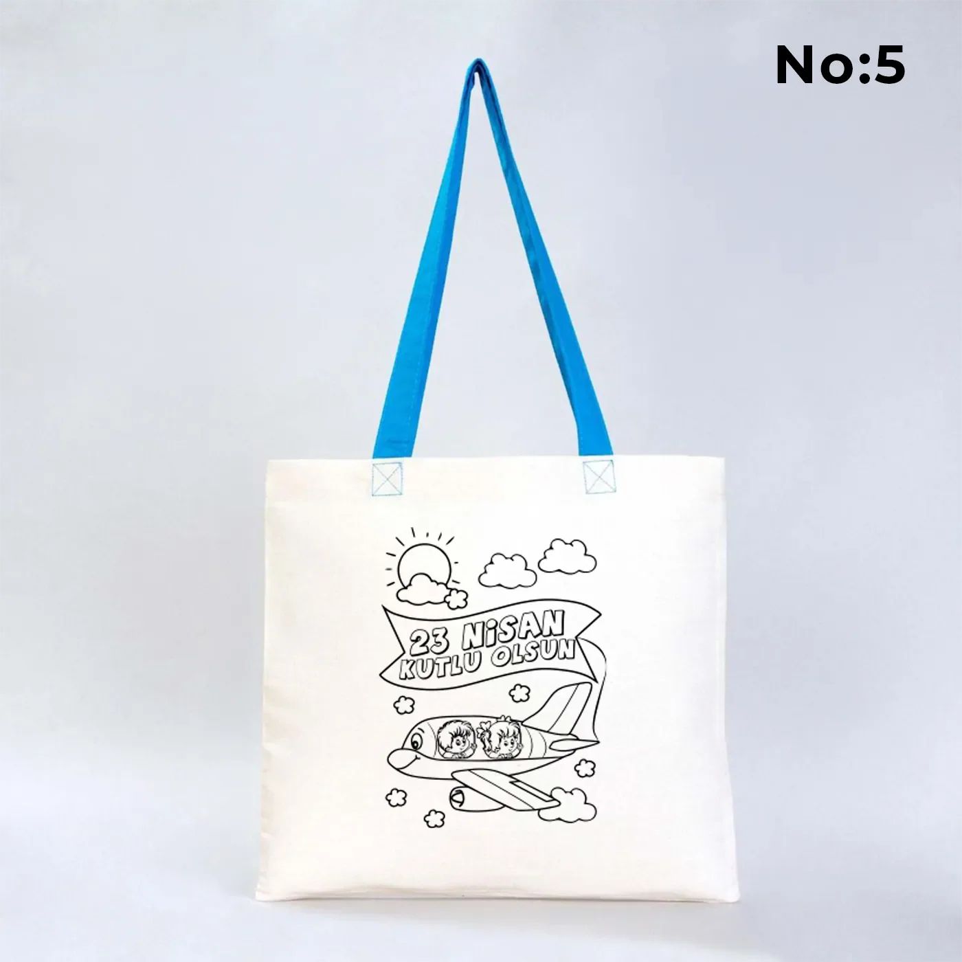 Boyanabilir 40x35 cm Gabardin Turkuaz Kulp Çanta - 23 Nisan Hediyesi - farklı açı