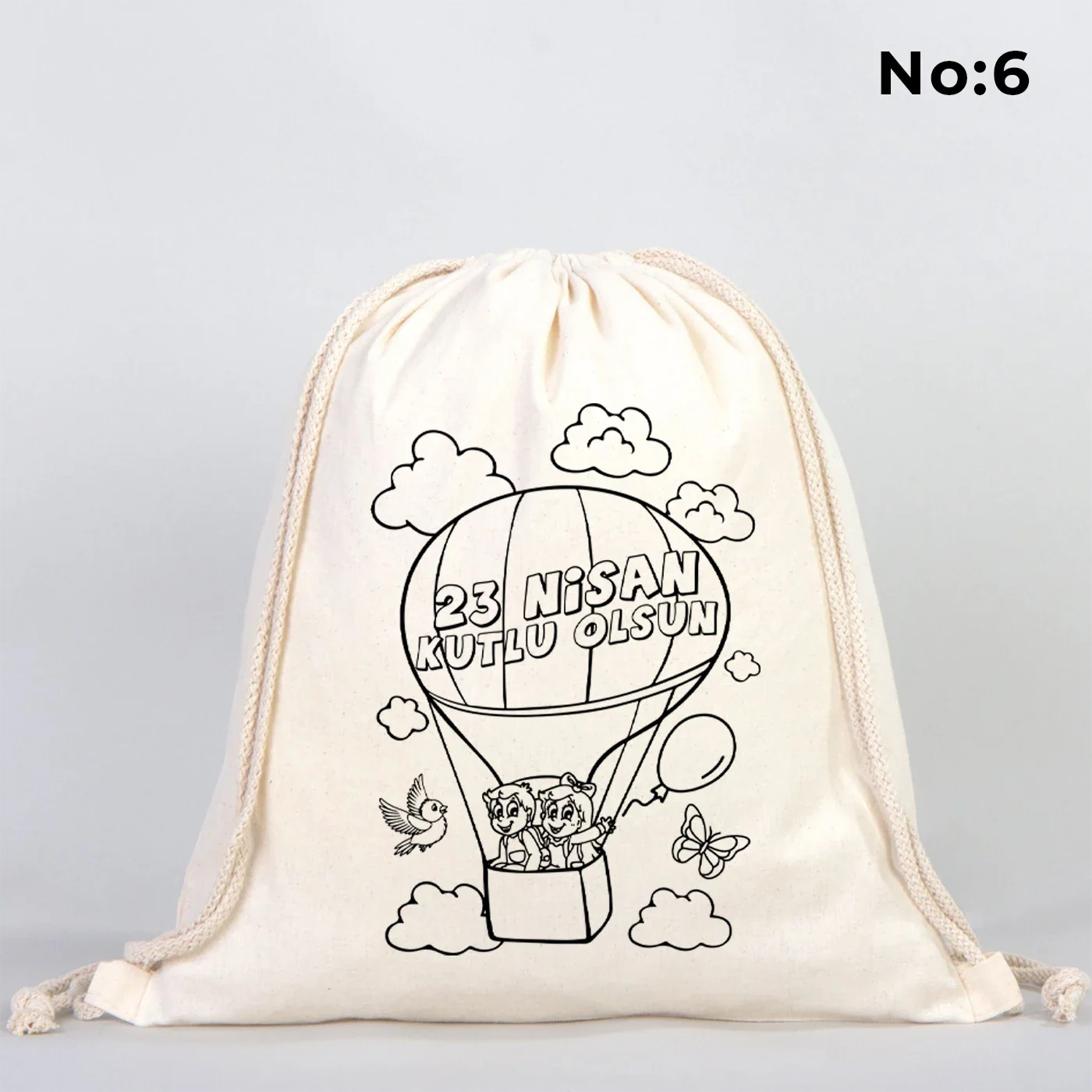 Boyanabilir 35×40 cm Renkli Boyama Omuz Çantası – 23 Nisan Hediyesi - görsel 6