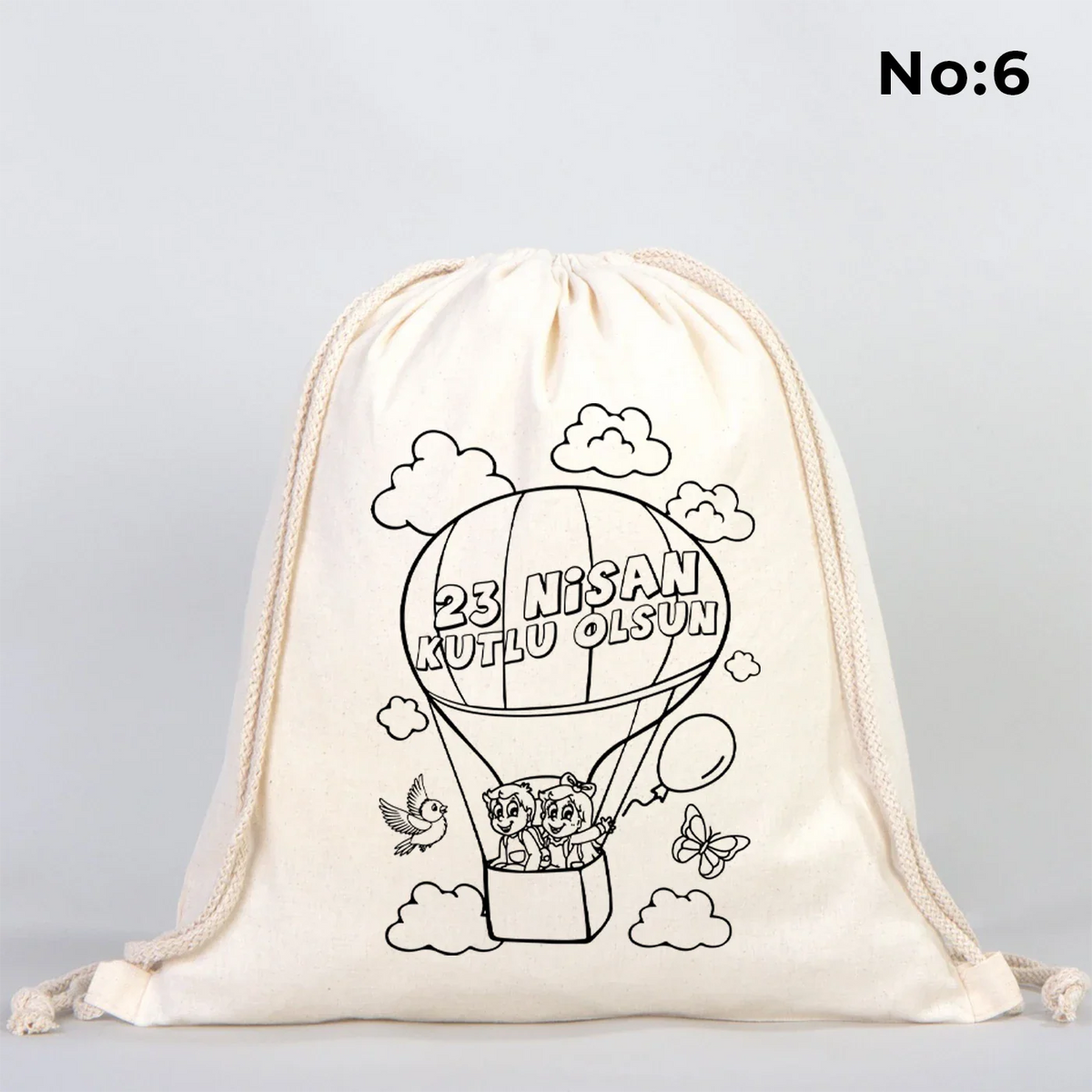 Boyanabilir 35×40 cm Renkli Boyama Omuz Çantası – 23 Nisan Hediyesi - görsel 6