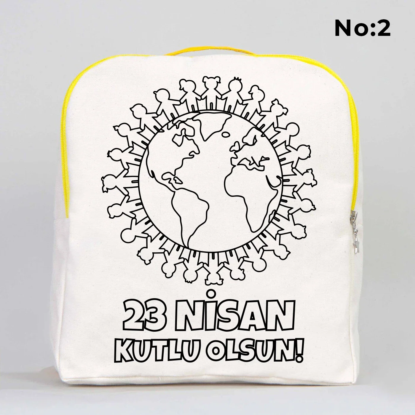 Boyanabilir 25x32x10 cm Sarı Renk VIP Kanvas Sırt Modeli - 23 Nisan Hediyesi - detay görünüm