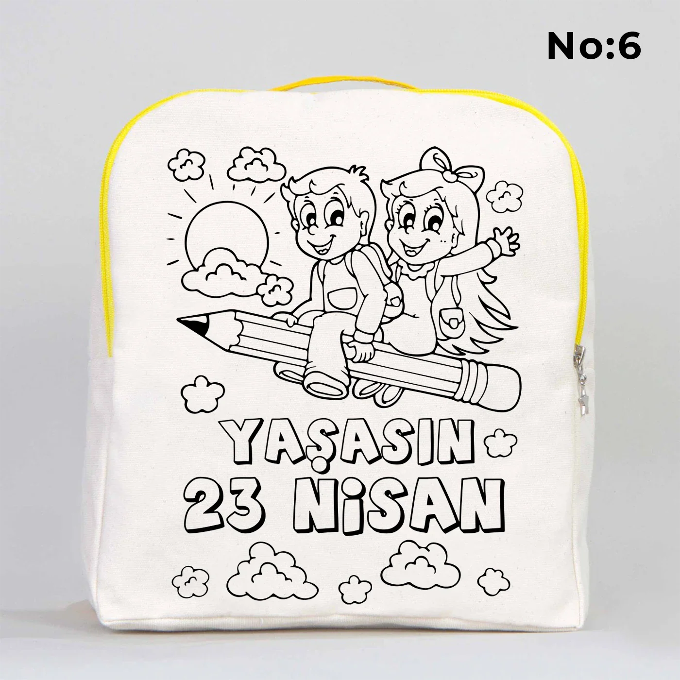 Boyanabilir 25x32x10 cm Sarı Renk VIP Kanvas Sırt Modeli - 23 Nisan Hediyesi - görsel 6