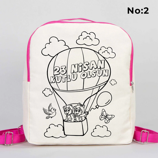 Boyanabilir 25x32x10 cm Fuşya Renk VIP Kanvas Sırt Modeli - 23 Nisan Hediyesi - detay görünüm