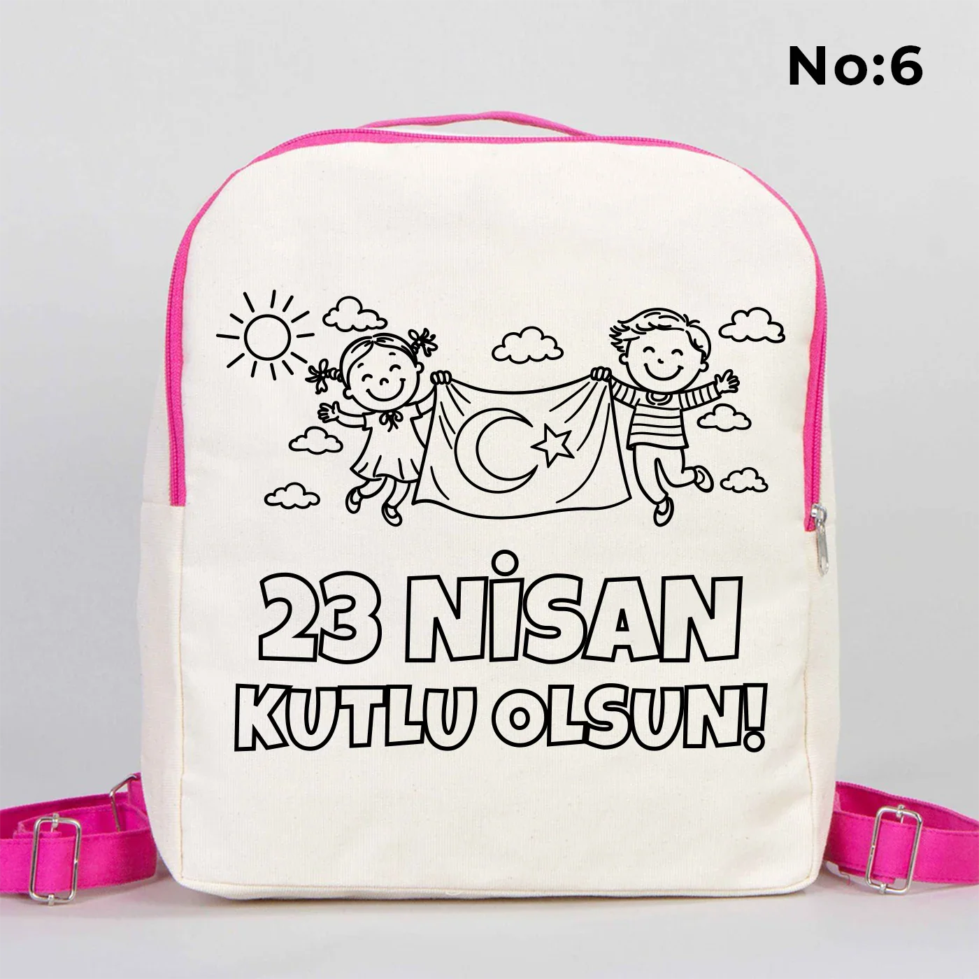 Boyanabilir 25x32x10 cm Fuşya Renk VIP Kanvas Sırt Modeli - 23 Nisan Hediyesi - görsel 6