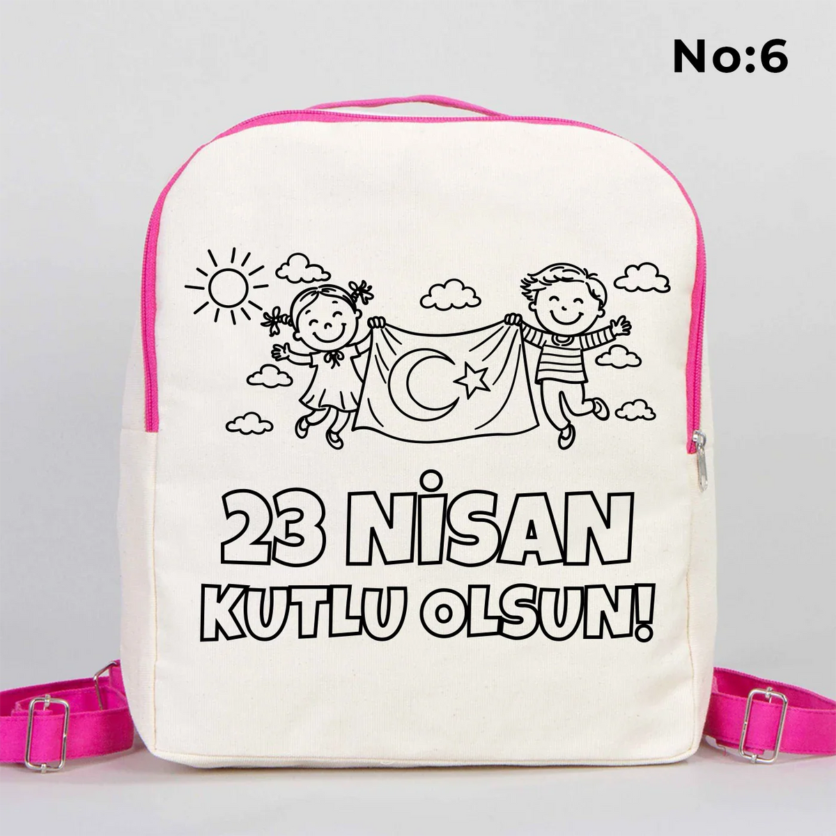 Boyanabilir 25x32x10 cm Fuşya Renk VIP Kanvas Sırt Modeli - 23 Nisan Hediyesi - görsel 6
