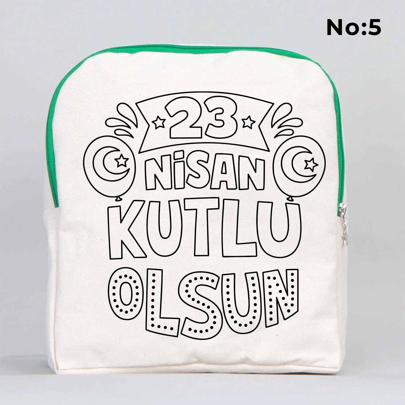 Boyanabilir 25x32x10 cm Yeşil Renk VIP Kanvas Sırt Modeli - 23 Nisan Hediyesi - farklı açı