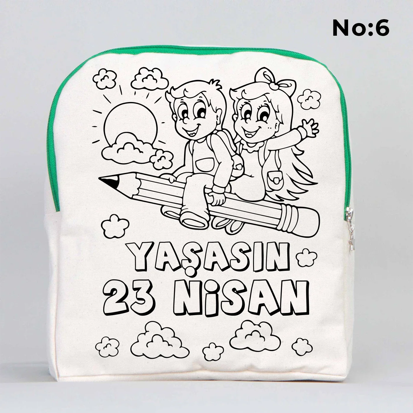 Boyanabilir 25x32x10 cm Yeşil Renk VIP Kanvas Sırt Modeli - 23 Nisan Hediyesi - görsel 6
