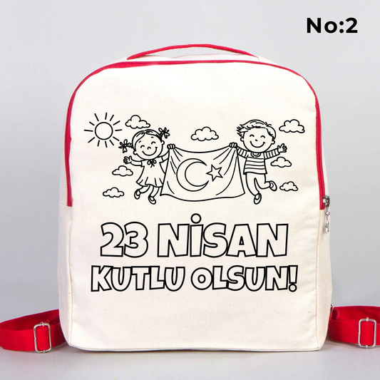Boyanabilir 25x32x10 cm Kırmızı Renk VIP Kanvas Sırt Modeli - 23 Nisan Hediyesi - detay görünüm