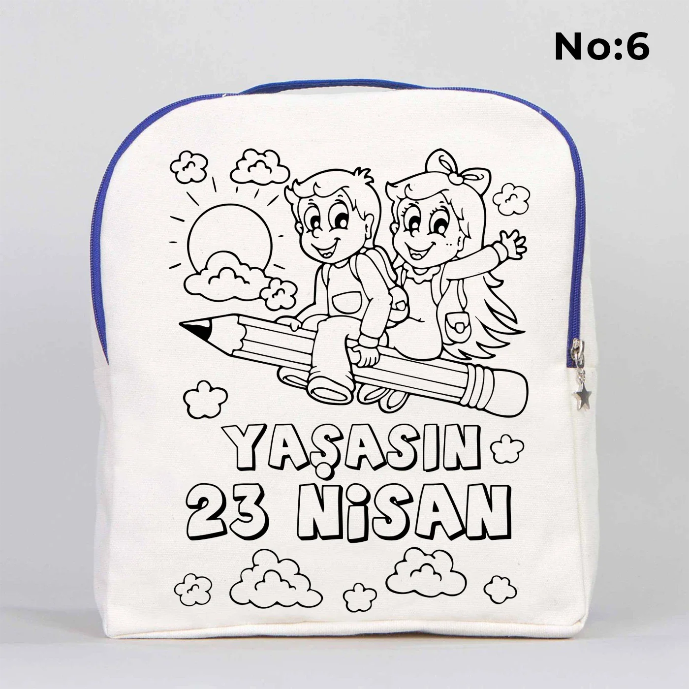 Boyanabilir 25x32x10 cm Saks Mavi Renk VIP Kanvas Sırt Modeli - 23 Nisan Hedi... - görsel 6