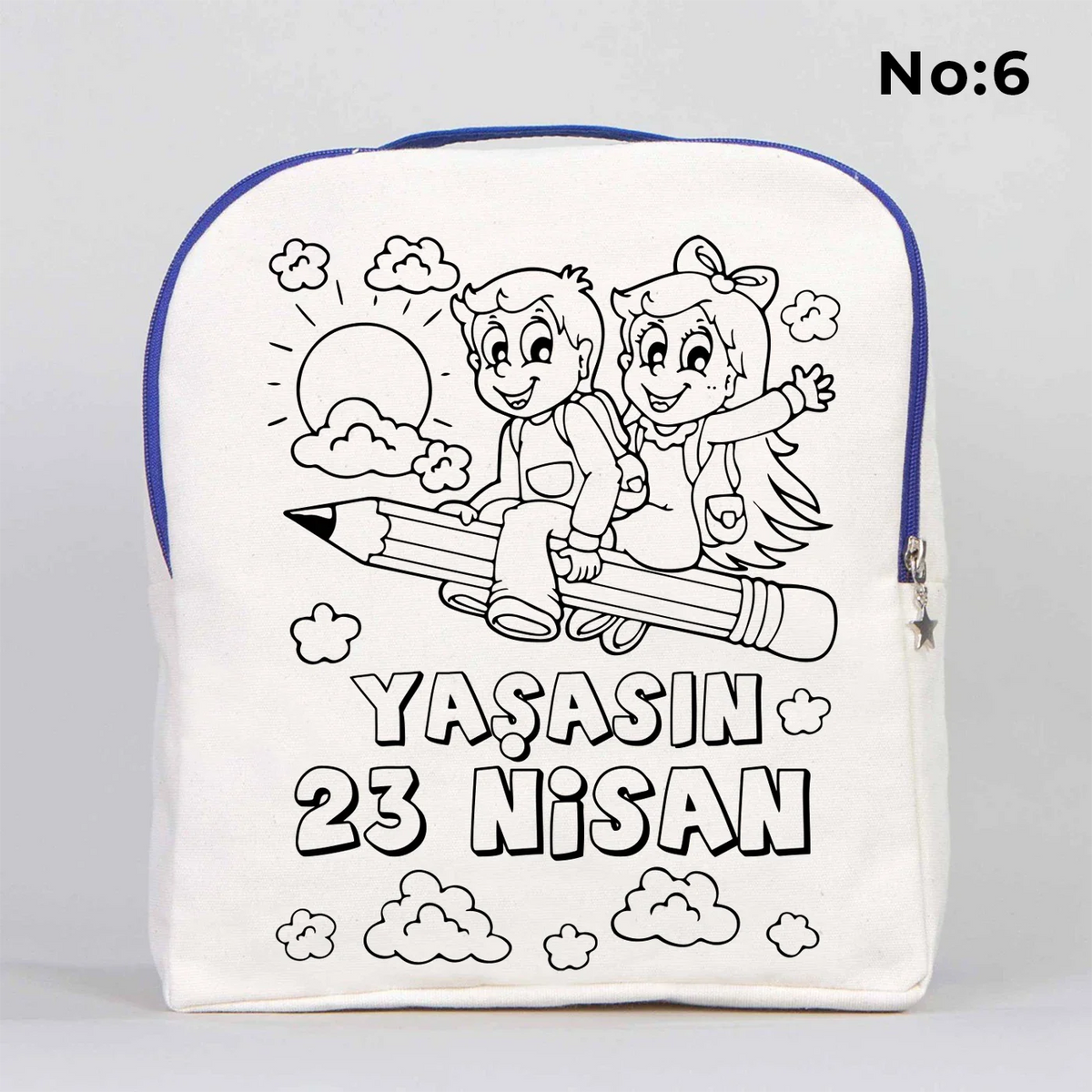 Boyanabilir 25x32x10 cm Saks Mavi Renk VIP Kanvas Sırt Modeli - 23 Nisan Hedi... - görsel 6