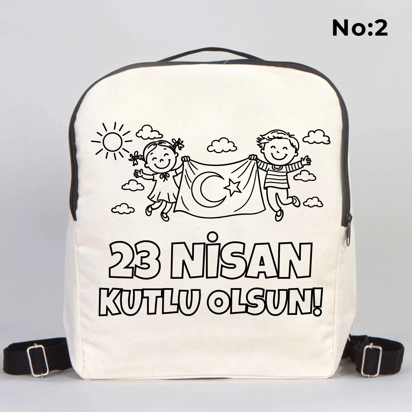 Boyanabilir 25x32x10 cm Siyah Renk VIP Kanvas Sırt Modeli - 23 Nisan Hediyesi - detay görünüm