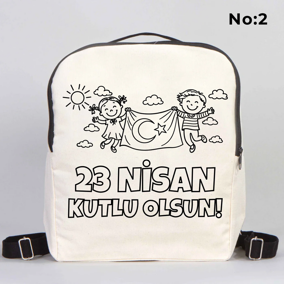 Boyanabilir 25x32x10 cm Siyah Renk VIP Kanvas Sırt Modeli - 23 Nisan Hediyesi - detay görünüm